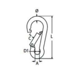Mousqueton pompier inox sans œil
