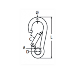Mousqueton pompier inox avec œil